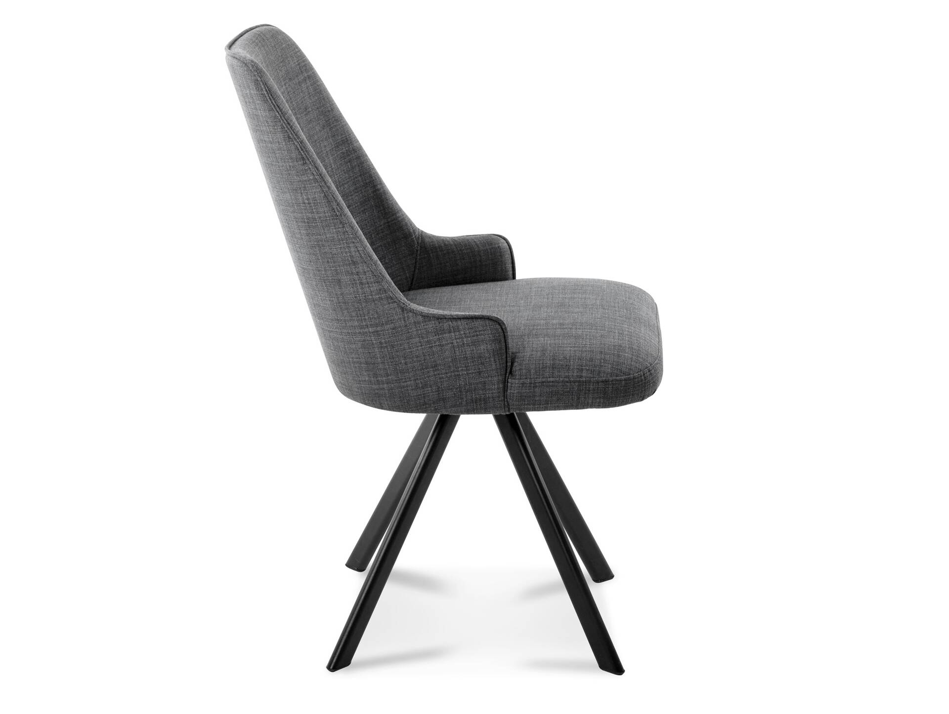 MIRINDA 2er SET Schalenstühle, Gestell Eisen schwarz mit Drehfunktion | Stoff | grau