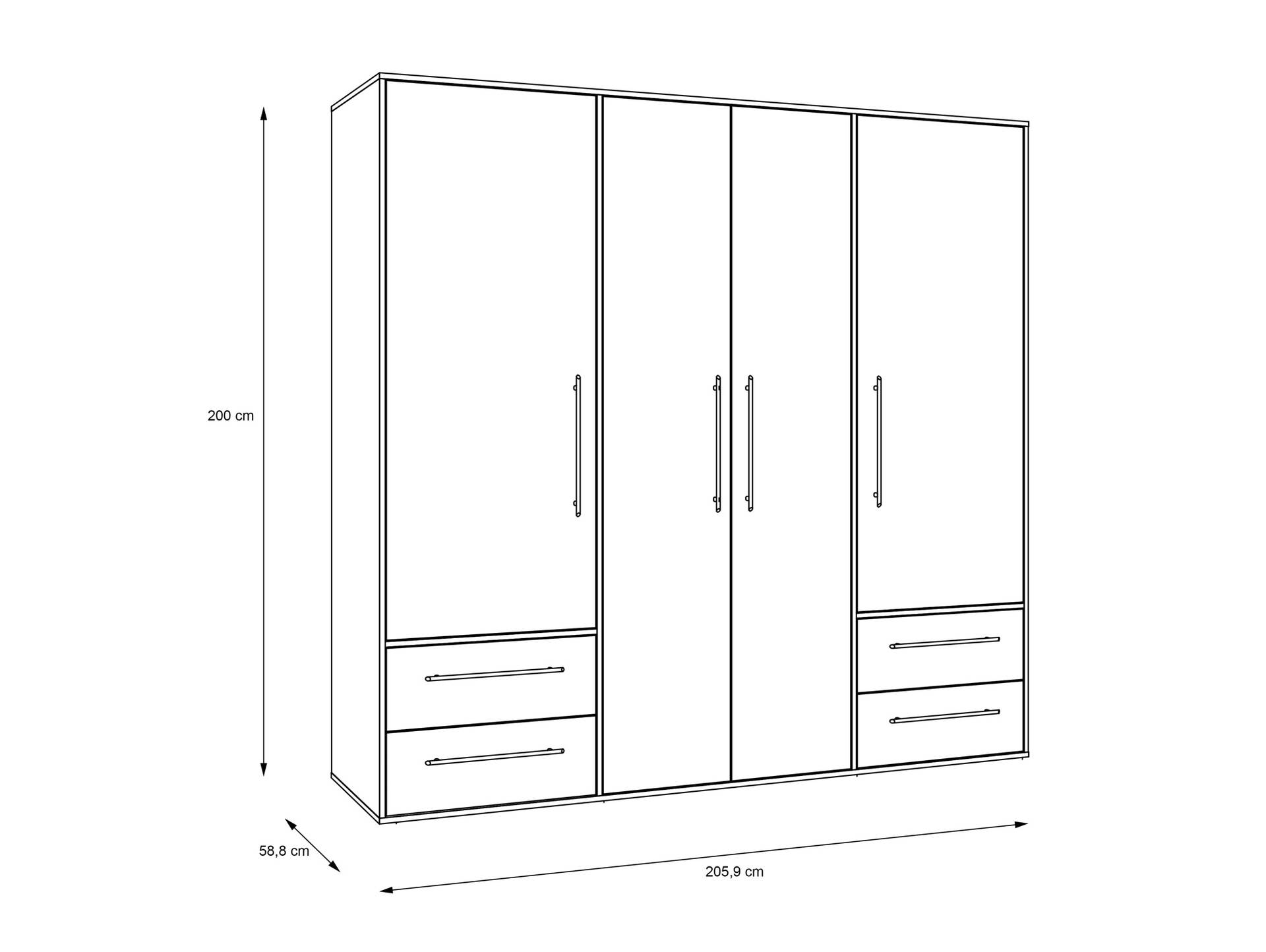 MANIKO Kleiderschrank, Material Dekorspanplatte 4-türig | Artisan eichefarbig / weiss