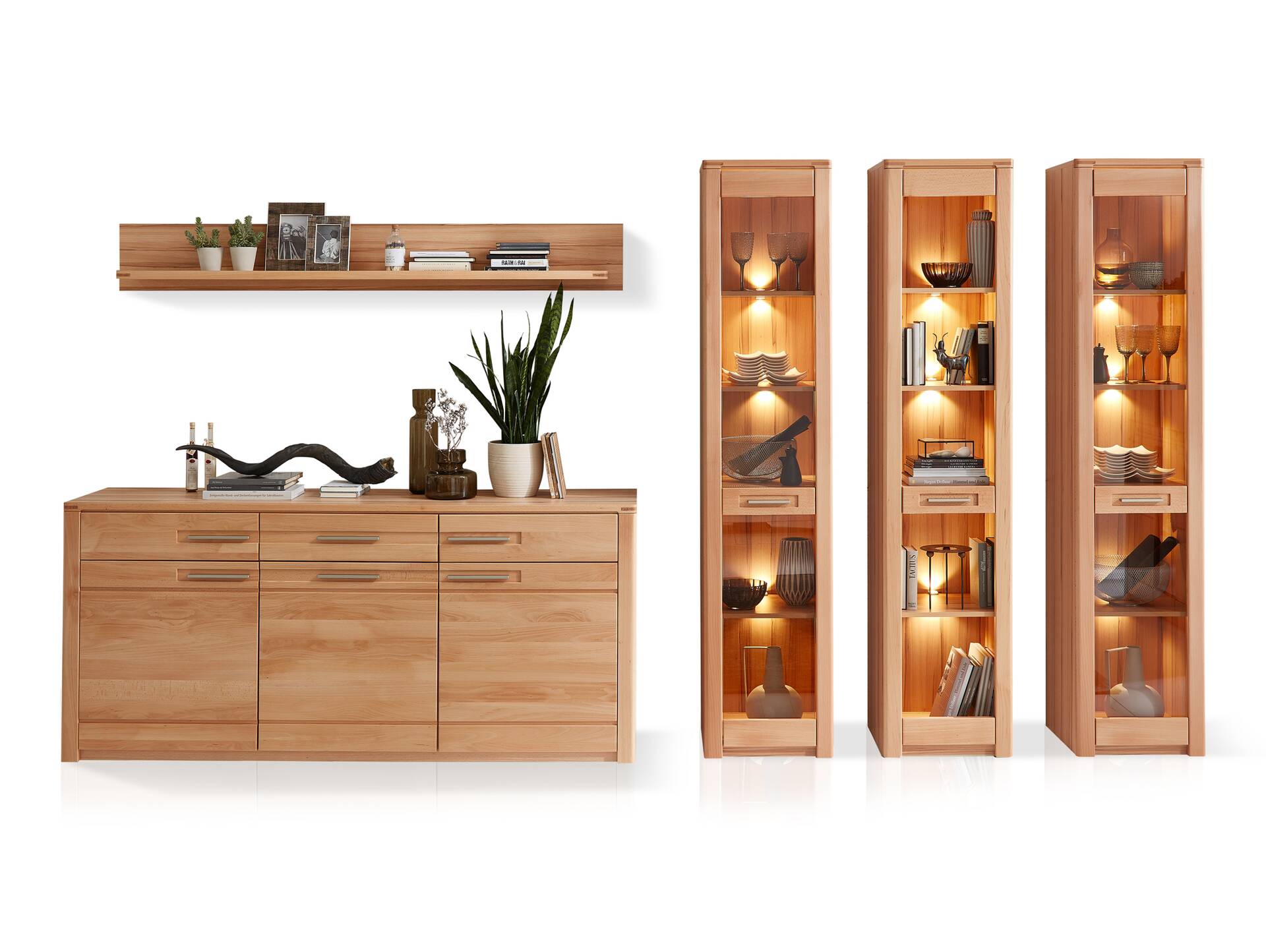 NESTOR ONE Sideboard, Material Teilmassiv, Kernbuche lackiert 
