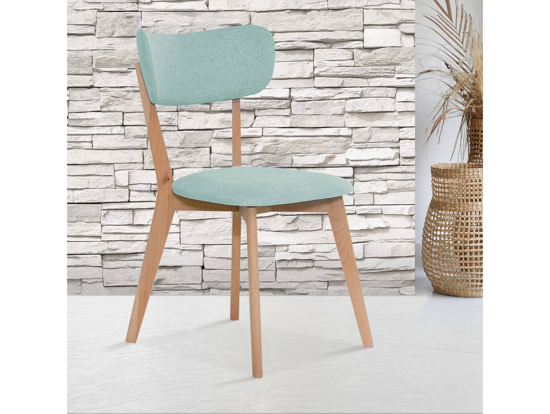 NAVARO Esstischstuhl, Material Massivholz/Bezug Stoff in Filzoptik Kernbuche | Mint
