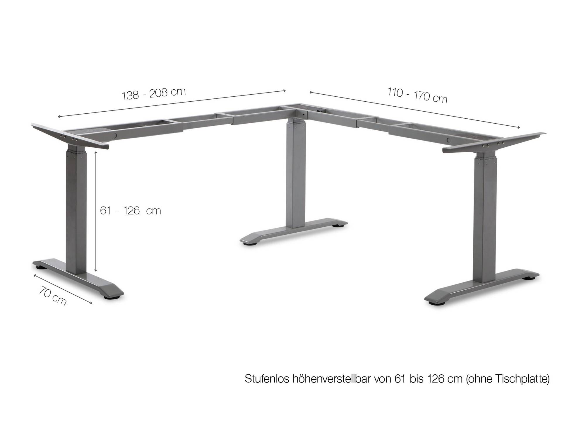 OFFICE ONE elektrisch höhenverstellbares Ecktischgestell mit Memory-Funktion weiss