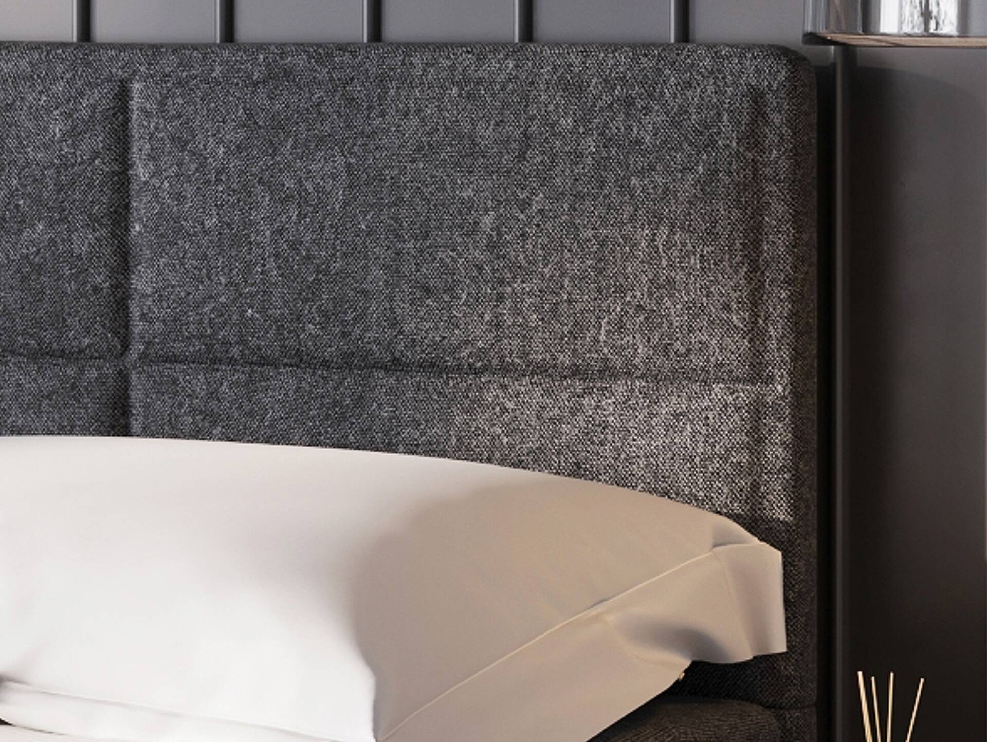 ODESSA Boxspringbett, 140x200 cm, Bezug Stoff dunkelgrau 