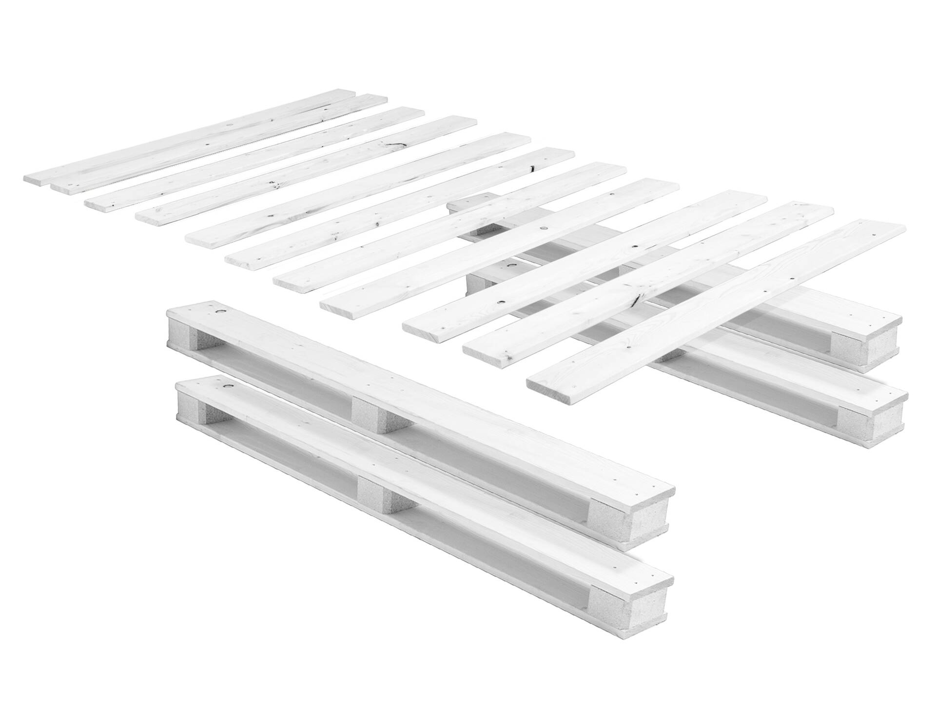 PALETTI DUO Massivholzbett / Palettenbett 120 x 200 cm | Fichte weiss