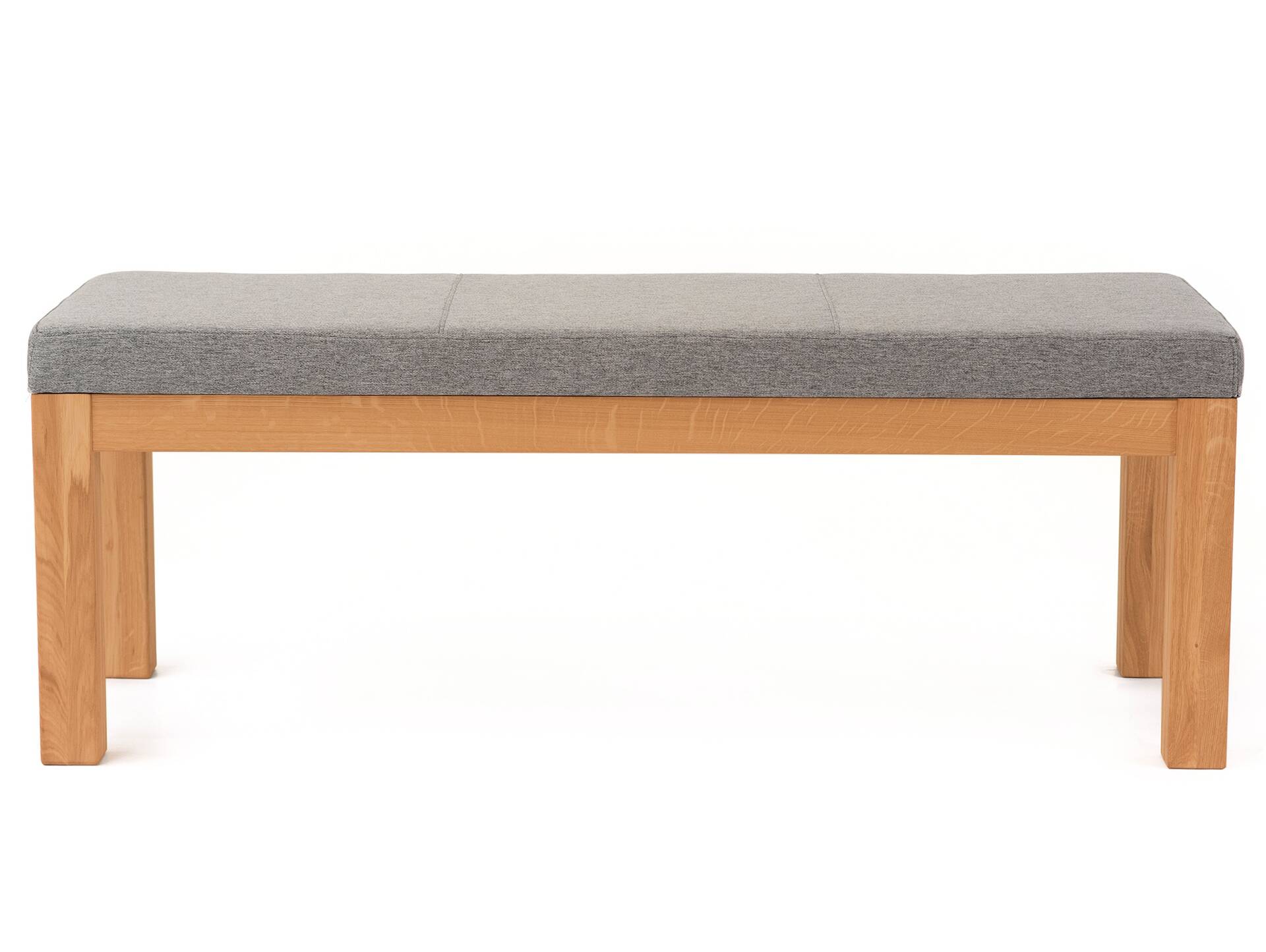SALIMA II Sitzbank, Material Massivholz/Stoffbezug Kernbuche | 130 cm | ohne Rückenlehne | grau