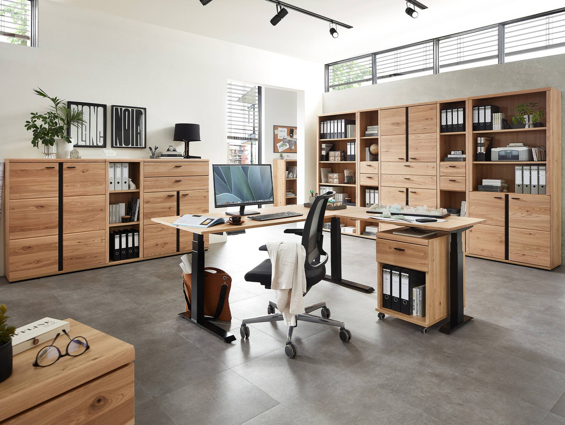 SAN MARINO Büroschrank II, Material Teilmassiv, Altesche gebürstet / Artisan eichefarbig 