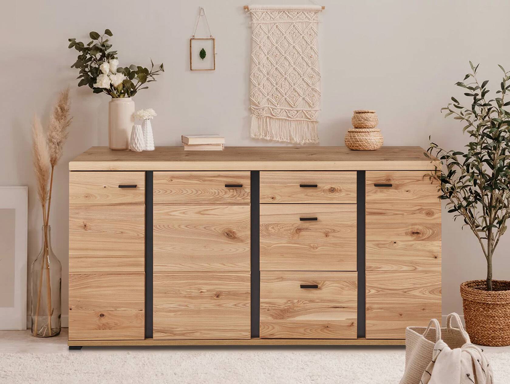 SAN MARINO Sideboard, Material Teilmassiv, Altesche gebürstet / Artisan eichefarbig 