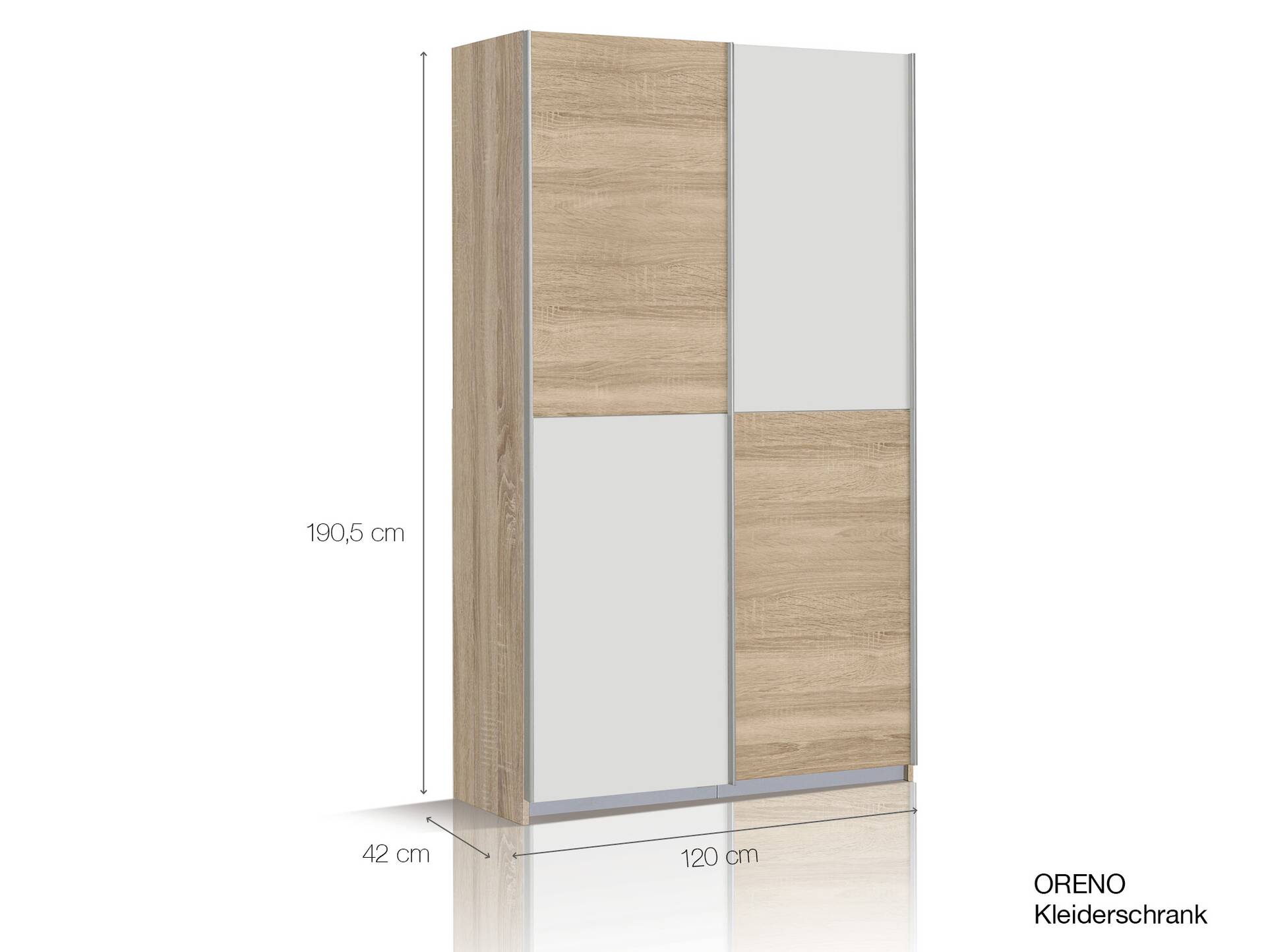 ORENO Mehrzweckschrank / Kleiderschrank, Material Dekorspanplatte Weiss