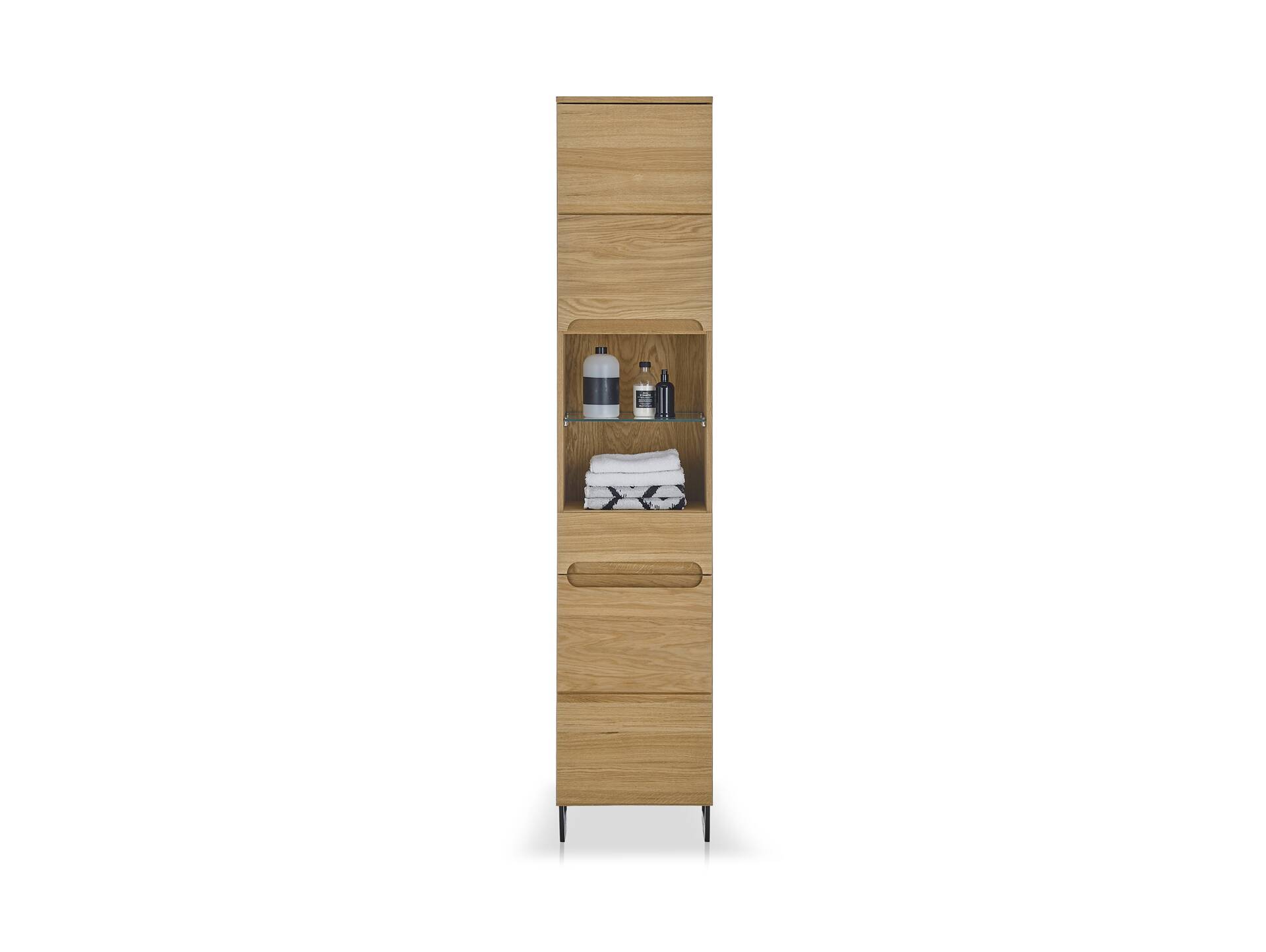 SEYTON Hochschrank fürs Badezimmer, Material Teilmassiv, eichefarbig 