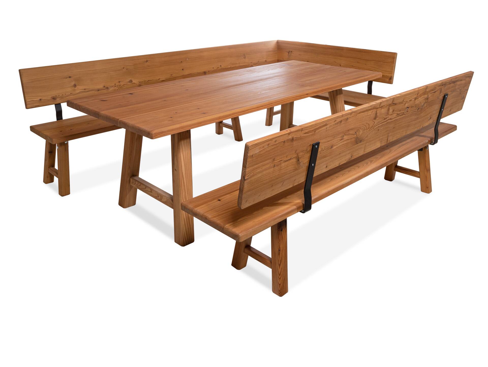 STARNBERG Sitzbank mit Rücken, Material Massivholz, Lärche gedämpft 180 cm | lackiert