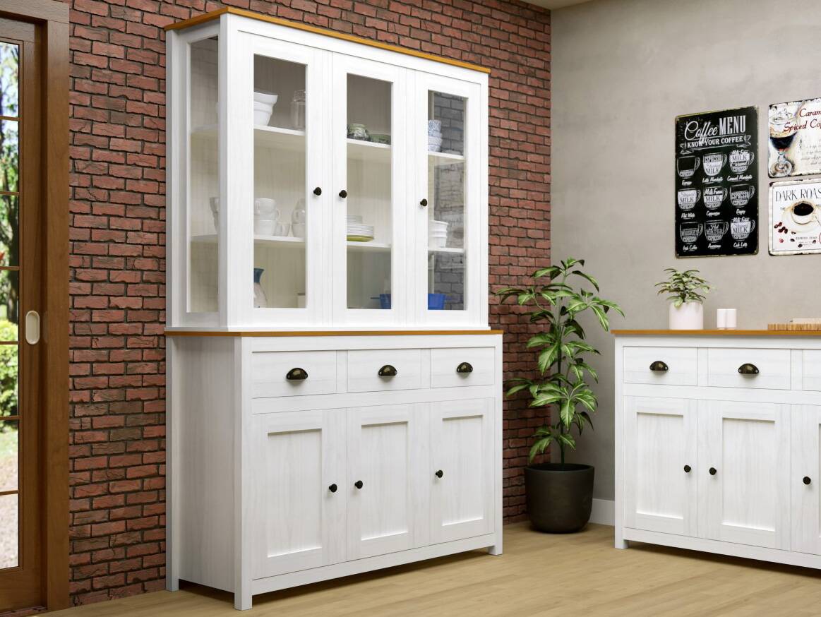 TRICO Buffet, Material Massivholz, weiss/eichefarbig 