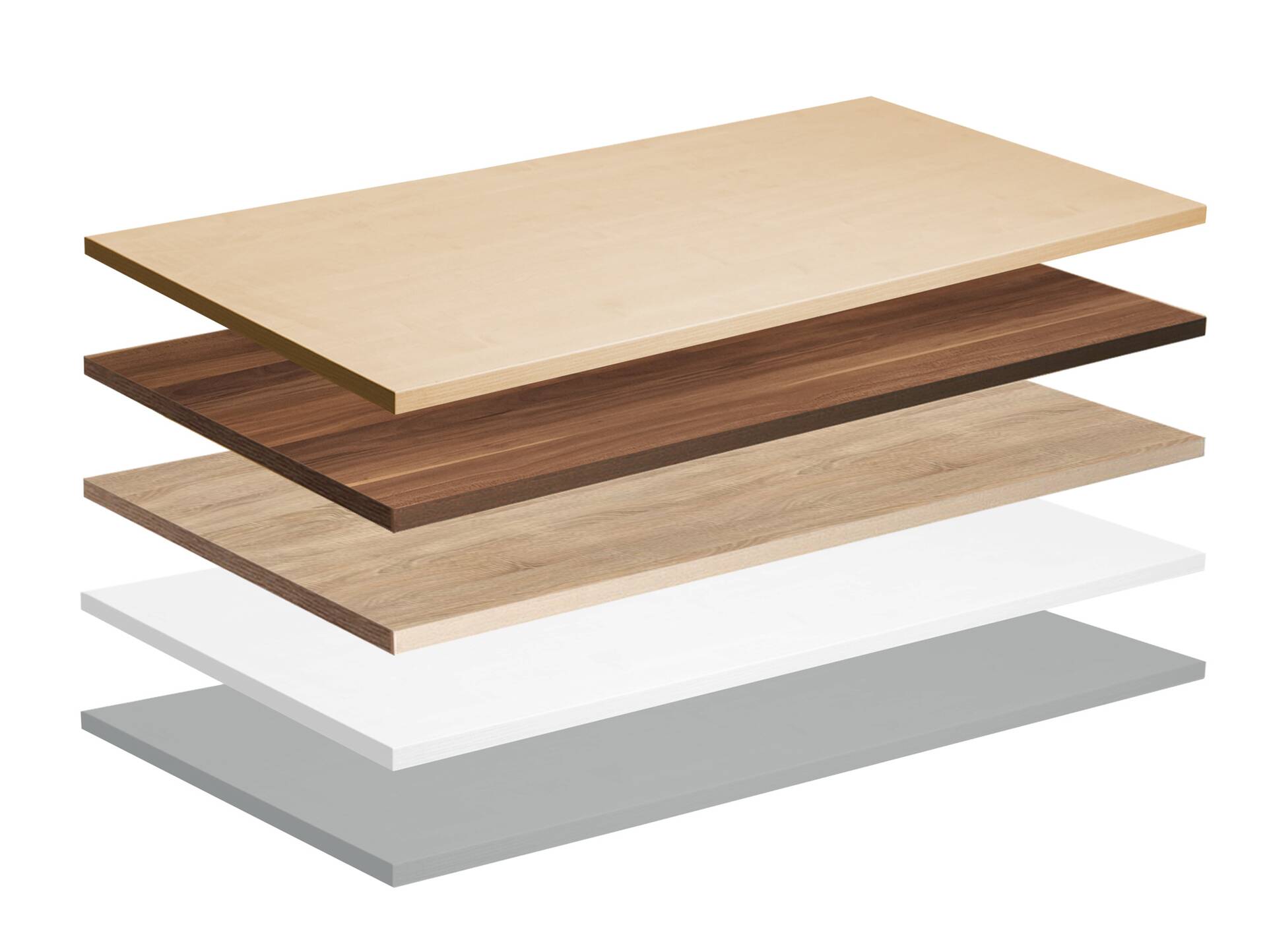 OFFICE ONE Schreibtischplatte, Material Dekorspanplatte 200 x 80 cm | lichtgrau