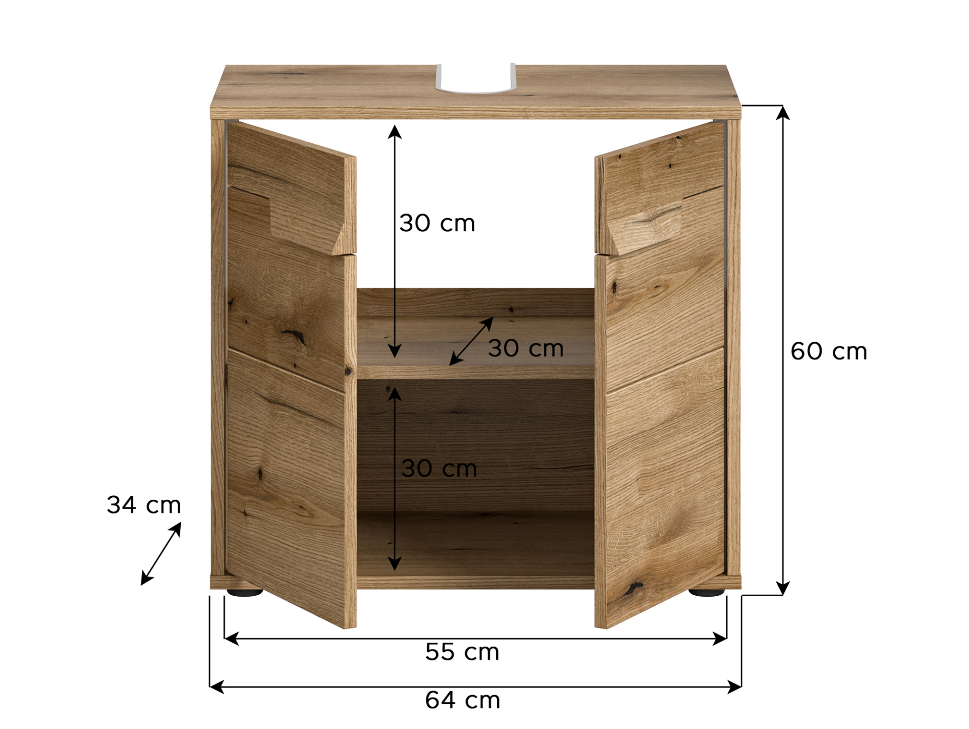 ZANTO Waschbeckenunterschrank schmal, Material Dekorspanplatte, Evoke Oak Nachbildung 
