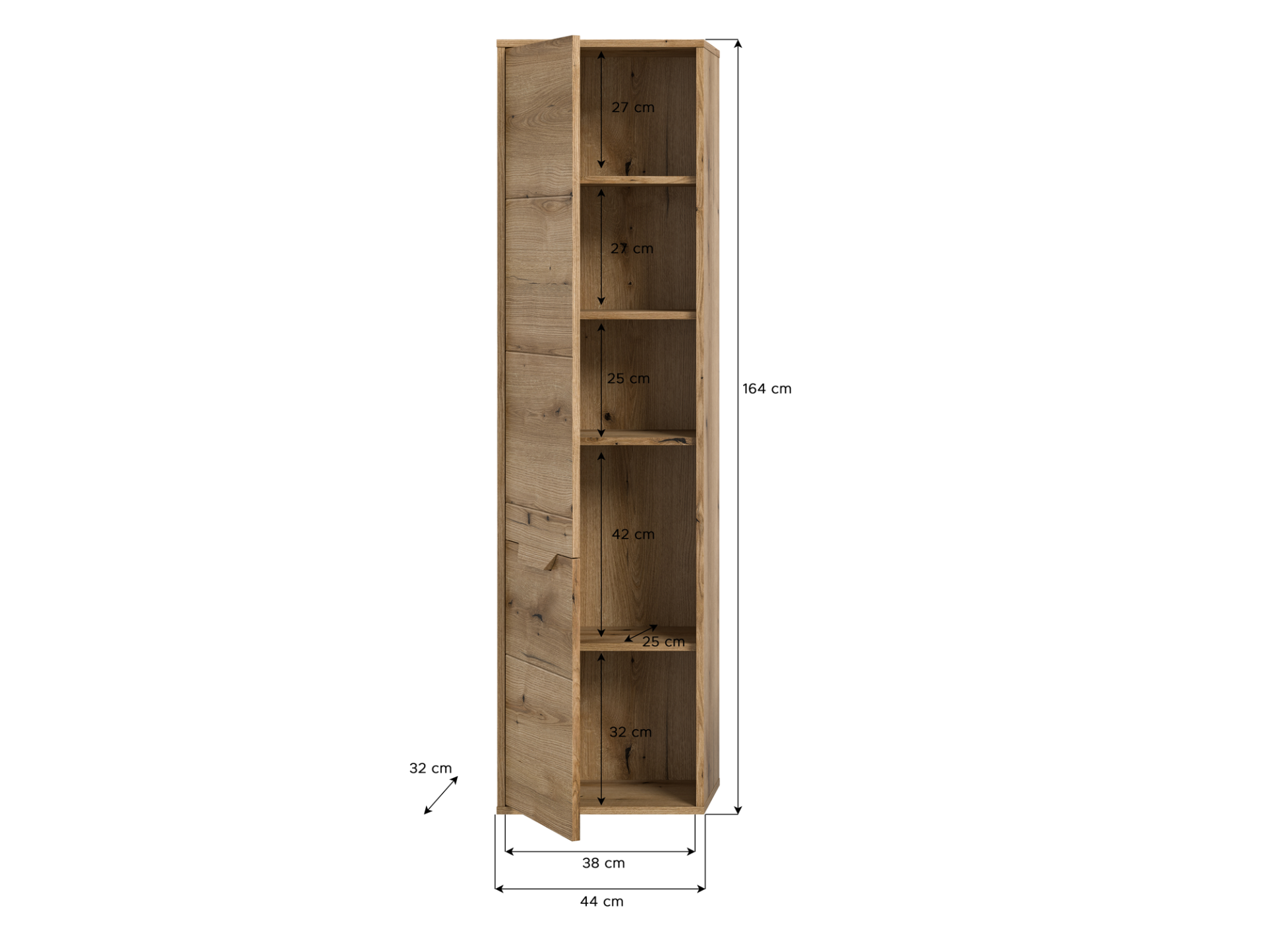 ZANTO Hochschrank schmal, Material Dekorspanplatte, Evoka Oak Nachbildung 