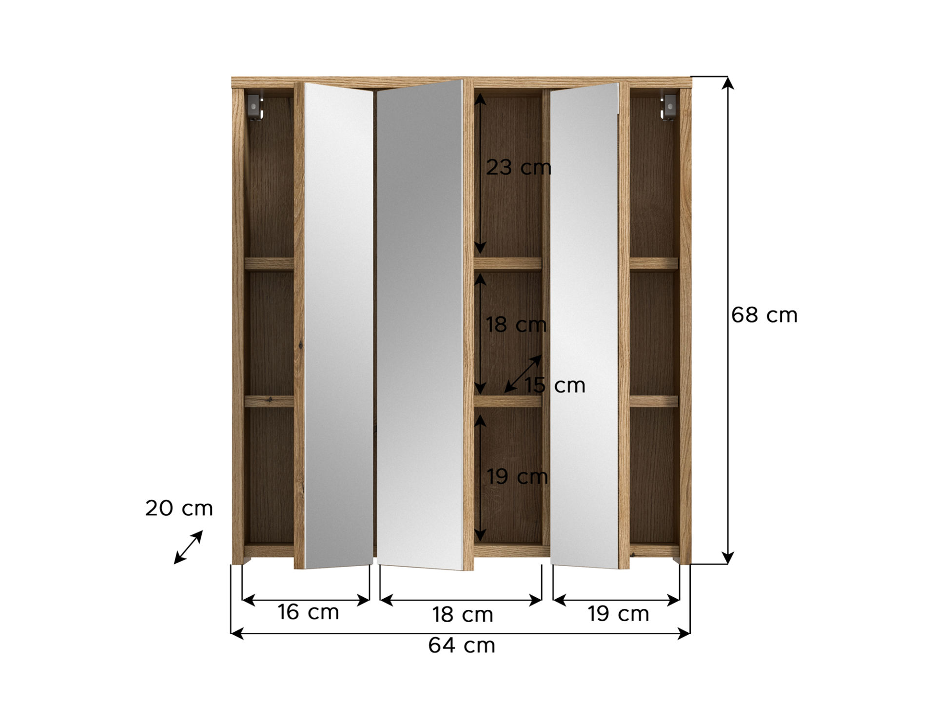 ZANTO Spiegelschrank, Material Dekorspanplatte, Evoke Oak Nachbildung 