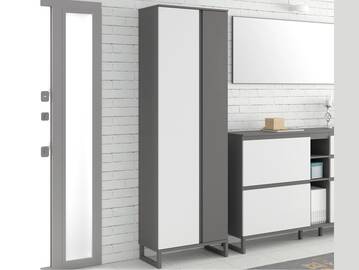 QUANDRO Garderobenschrank II, Material Dekorspanplatte,  dunkelgrau/lichtgrau 