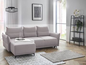 SANTORINI Ecksofa mit Schlaffunktion, Stoffbezug creme