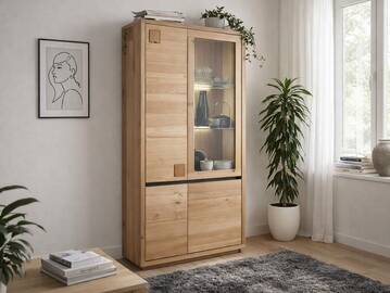 CALDERA Vitrine II, Material Massivholz, Wildeiche geölt 