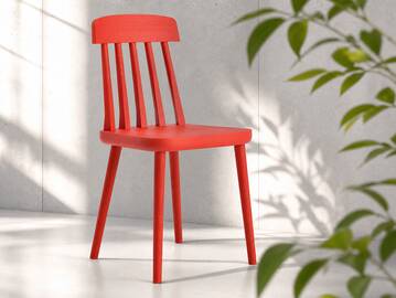 CAMI Holzstuhl, Material Massivholz, Esche lackiert rot