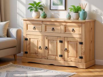 CORTON Sideboard, Material Massivholz, Kiefer gewachst