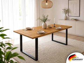 CURBY Massivholztisch, rustikale Altholzoptik, Fichte gebürstet 160 x 90 cm | natur