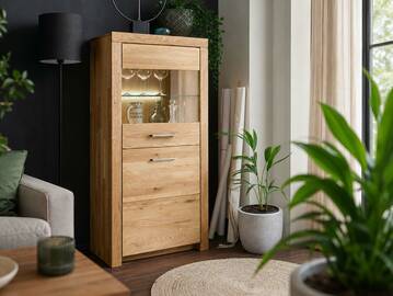 KAMILLA Highboard III, Material Massivholz, Wildeiche geölt 