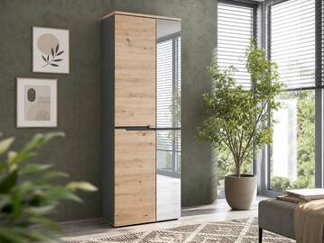 MAILAND 2trg. Garderobenschrank, Material Dekorspanplatte, Artisan Eiche Nachbildung/graphitfarbig