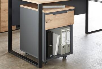 MAILAND Rollcontainer I, Material Dekorspanplatte Artisan Eichefarbig / Graphit
