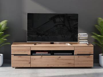 MAILAND TV-Unterteil, Material Dekorspanplatte Artisan Eichefarbig / Graphit