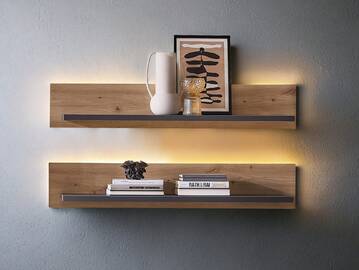 MAILAND Wandboard 2er Set, Material Dekorspanplatte Artisan eichefarbig / Graphit