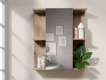 VALENCE Spiegelschrank, Material Dekorspanplatte, Eiche Nachbildung