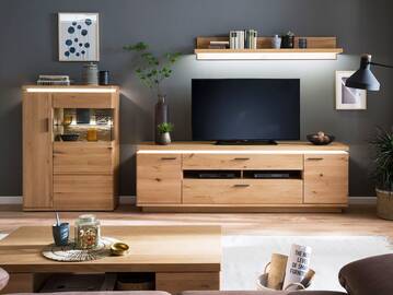 BRINSTONE Wohnwand II, Balkeneiche teilmassiv 