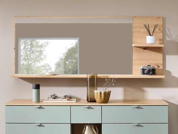 BAJA Spiegel mit 2 Böden, Material MDF, Artisan Eiche Nachbildung
