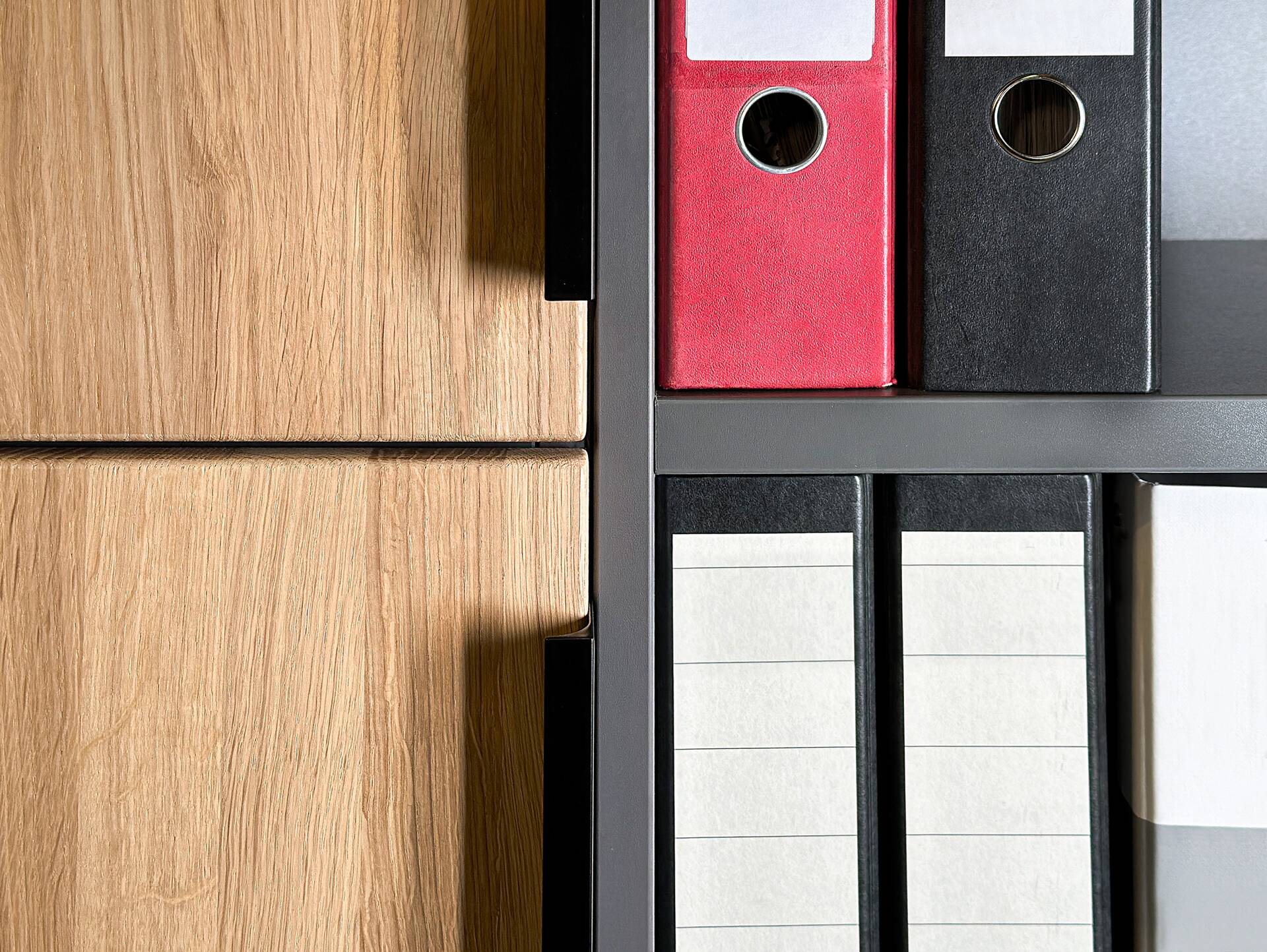 OFFICE OAK Komplettbüro I, Material teilmassiv, Eiche/graphitfarbig 