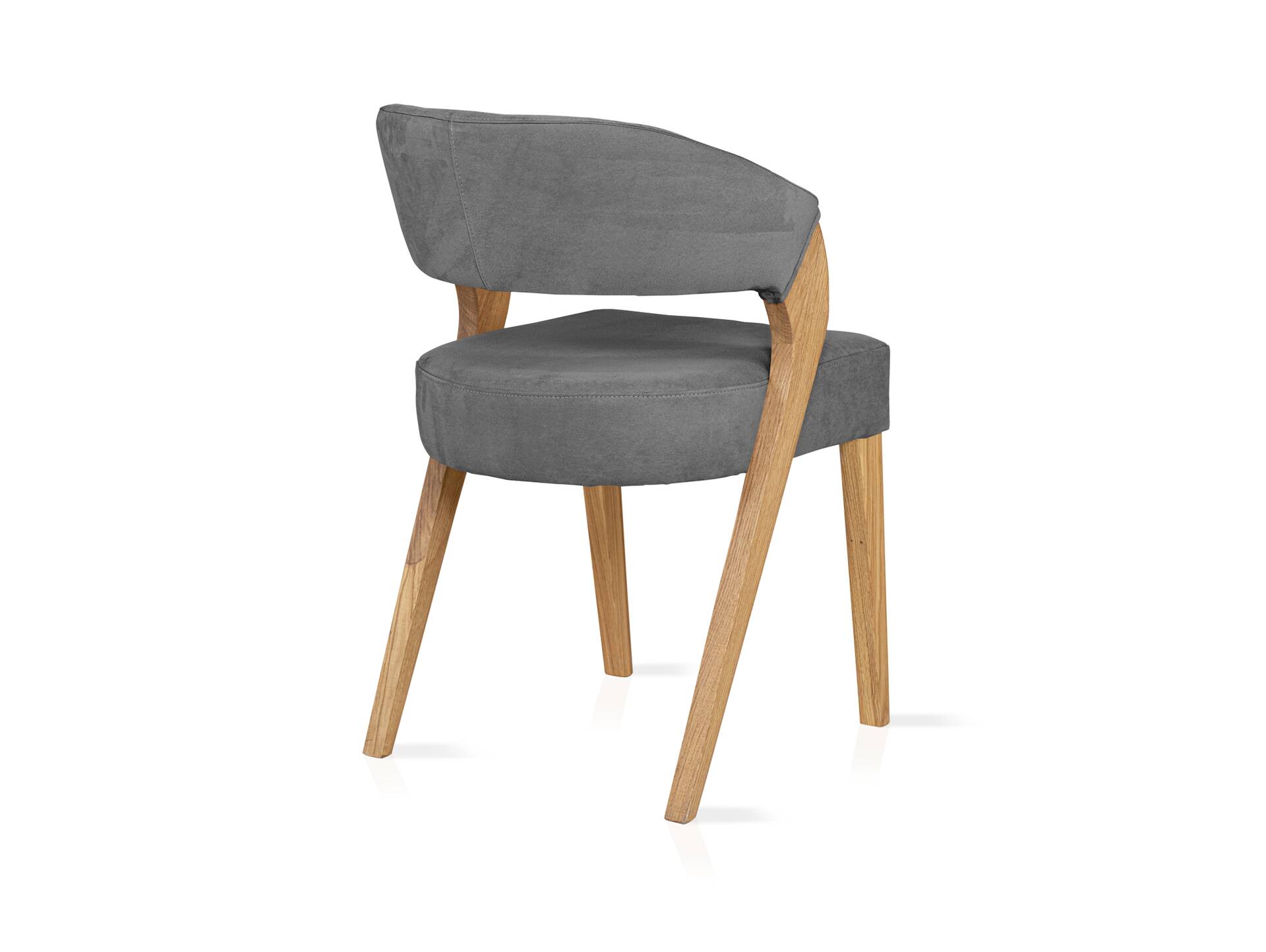 ALONA Polsterstuhl, Material Massivholz/Bezug Kunstleder Eiche | grau