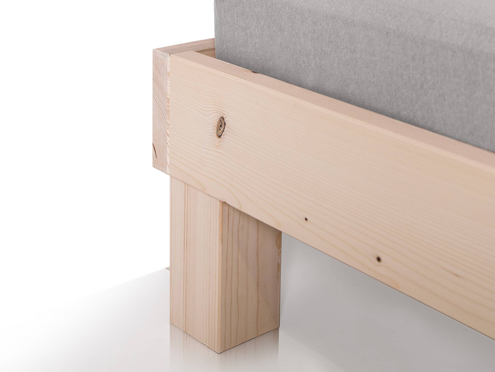 PUMBA Massivholzbett mit Kopfteil, Material Massivholz, Fichte 90 x 200 cm | natur | Standardhöhe