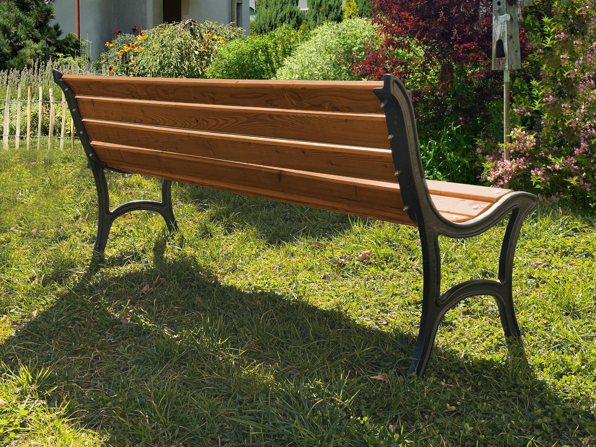 GUSTL Gartenbank, Material Massivholz Lärche, Metallgestell Schwarz 180 cm