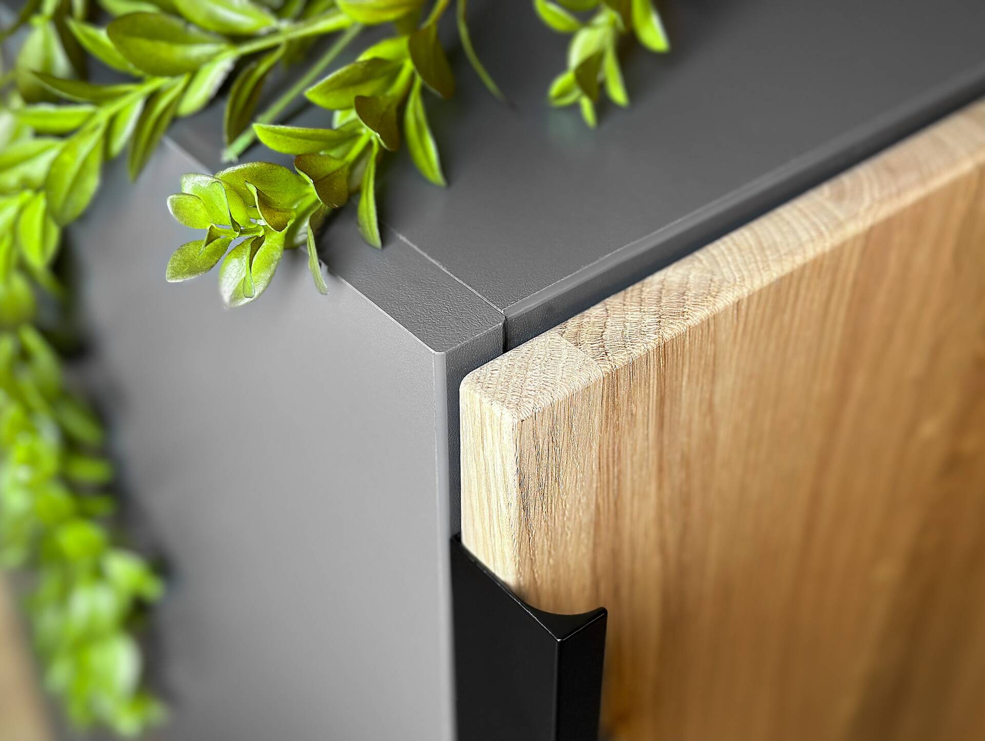 OFFICE OAK Aktenschrank II, Material teilmassiv, Eiche/graphitfarbig Türanschlag rechts