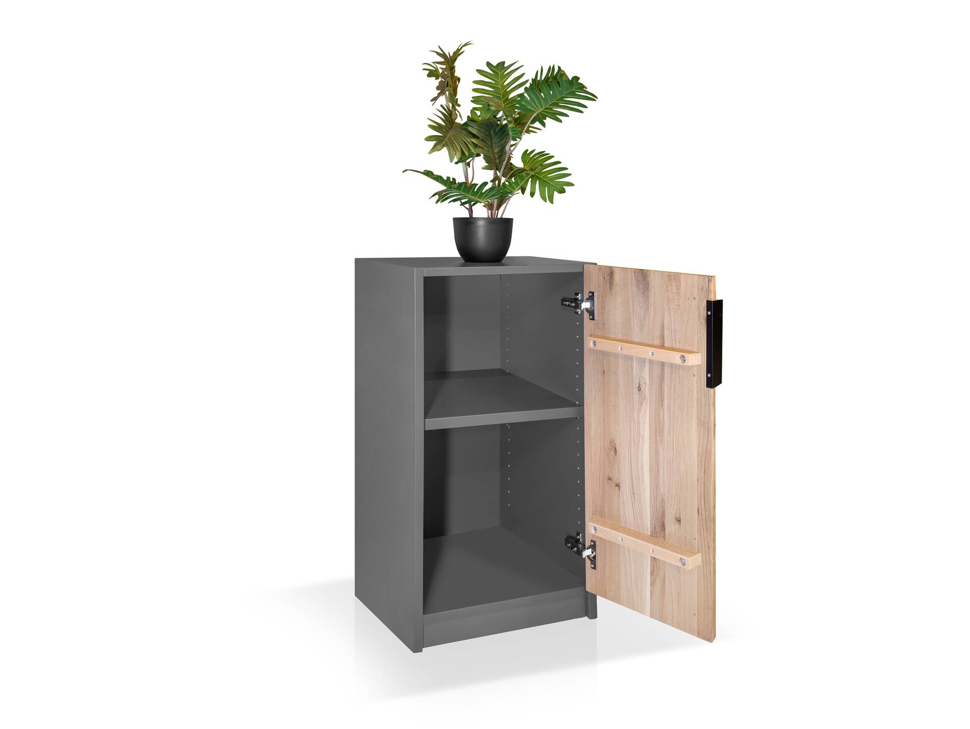 OFFICE OAK Aktenschrank I, Material teilmassiv, Eiche/graphitfarbig Türanschlag rechts