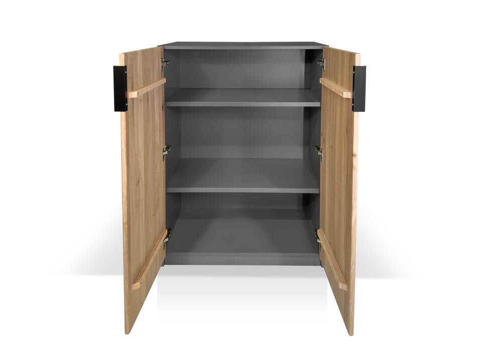 OFFICE OAK Aktenschrank V, Material teilmassiv, Eiche/graphitfarbig 