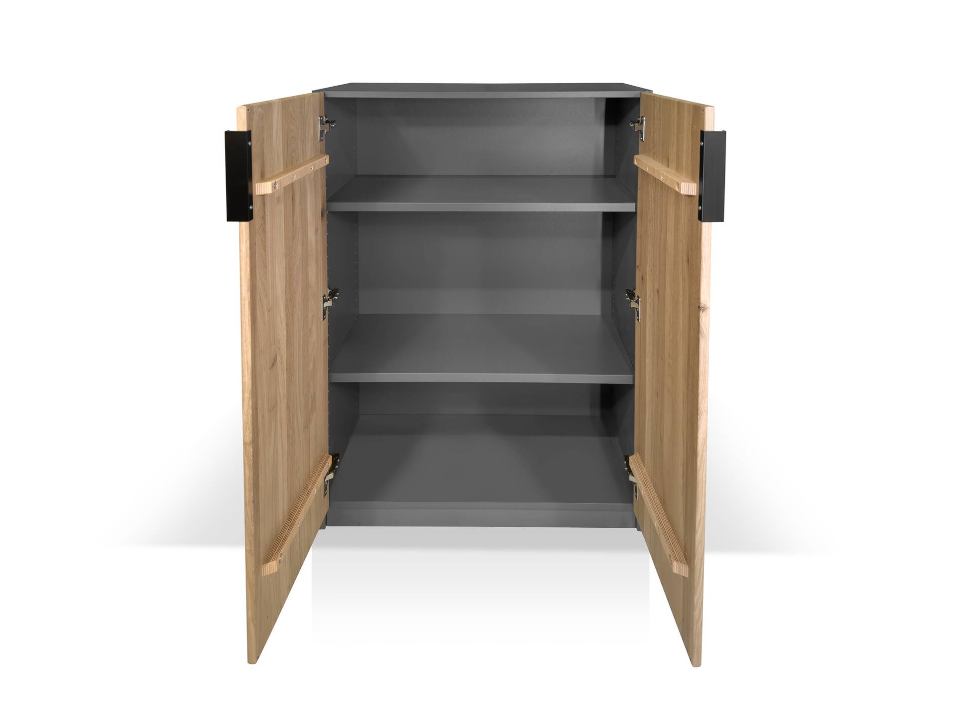 OFFICE OAK Aktenschrank V, Material teilmassiv, Eiche/graphitfarbig 