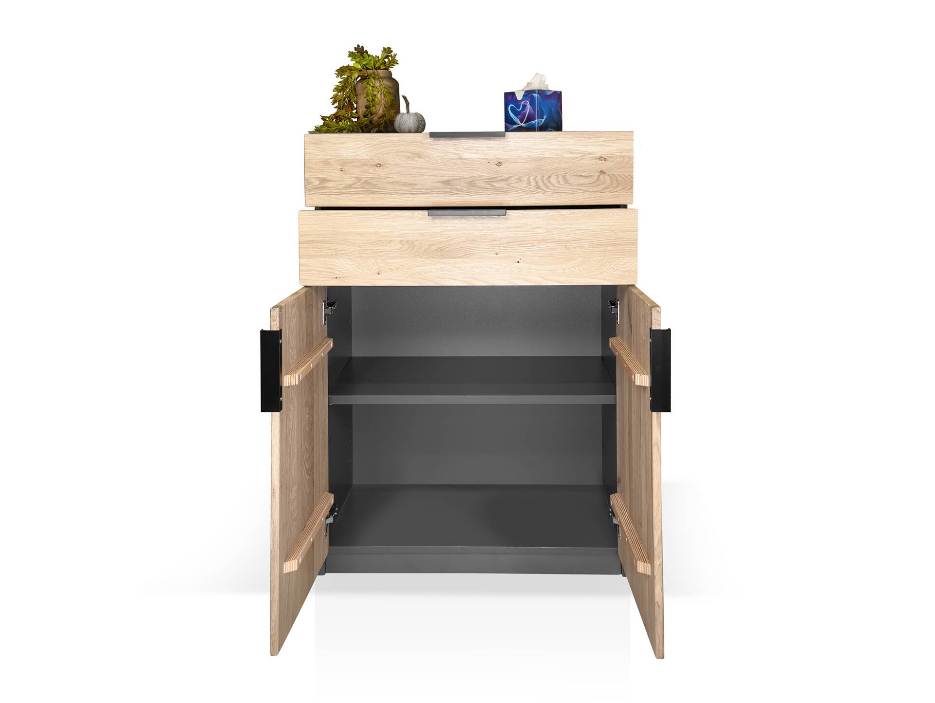 OFFICE OAK Aktenschrank VI, Material teilmassiv, Eiche/graphitfarbig 