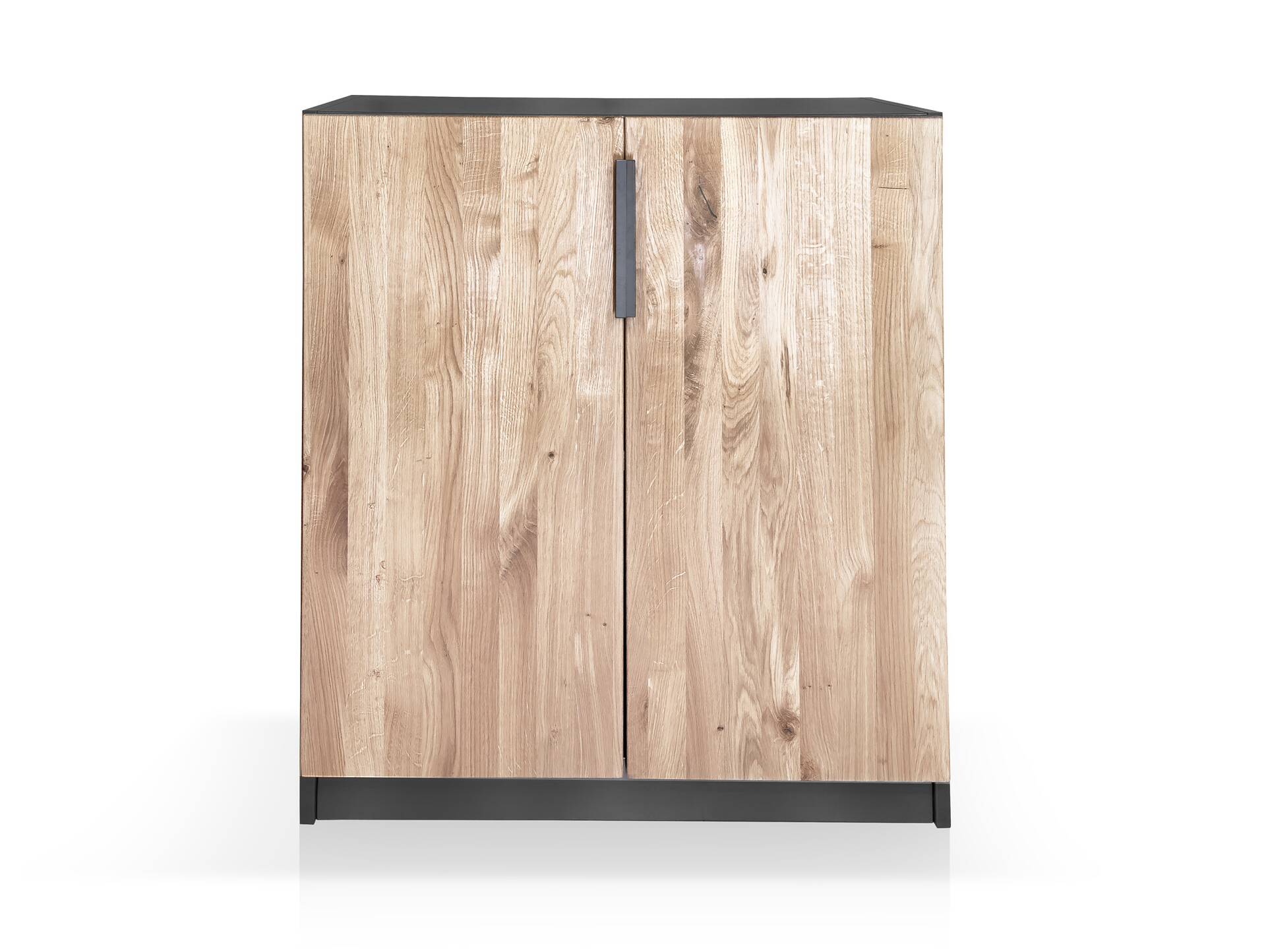 OFFICE OAK Aktenschrank klein, Material teilmassiv, Eiche/grahitfarbig 