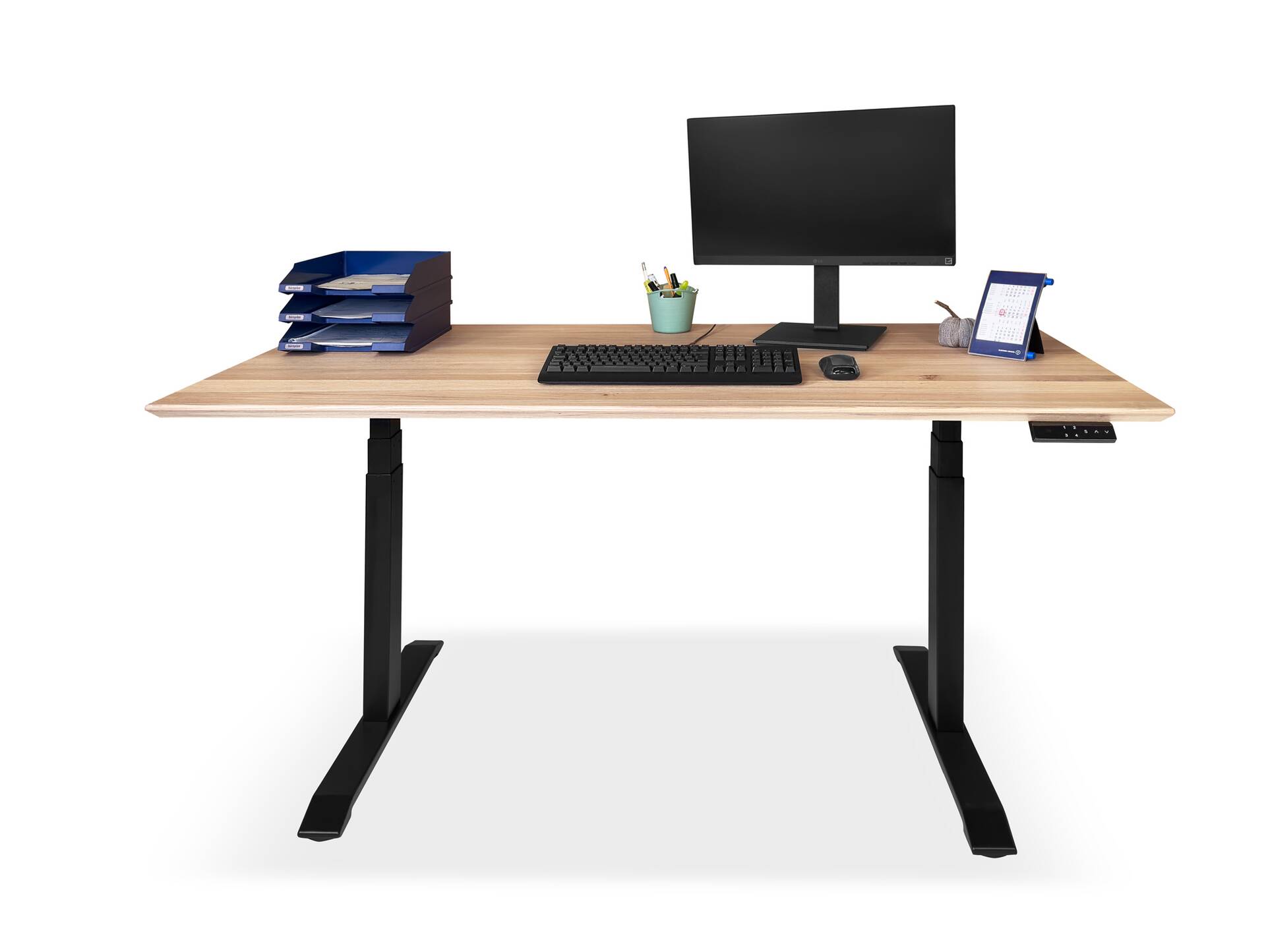 OFFICE OAK elektrisch höhenverstellbarer Schreibtisch 160x80 cm, Material Massivholz, Eiche geölt 
