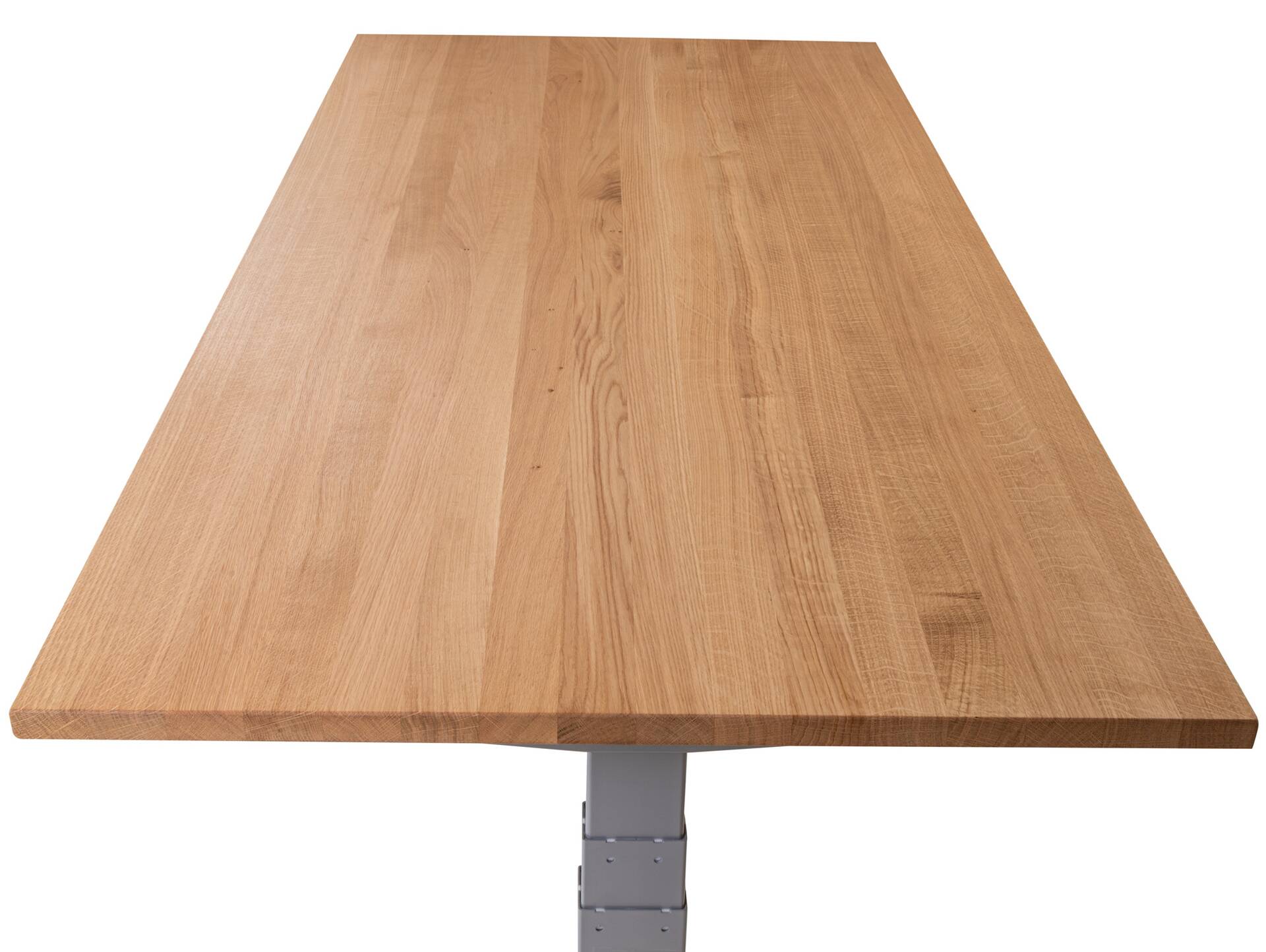 OFFICE ONE Massiv, elektrisch höhenverstellbarer Schreibtisch / Stehtisch, Material Massivholz 120 x 80 cm | Eiche | weiss