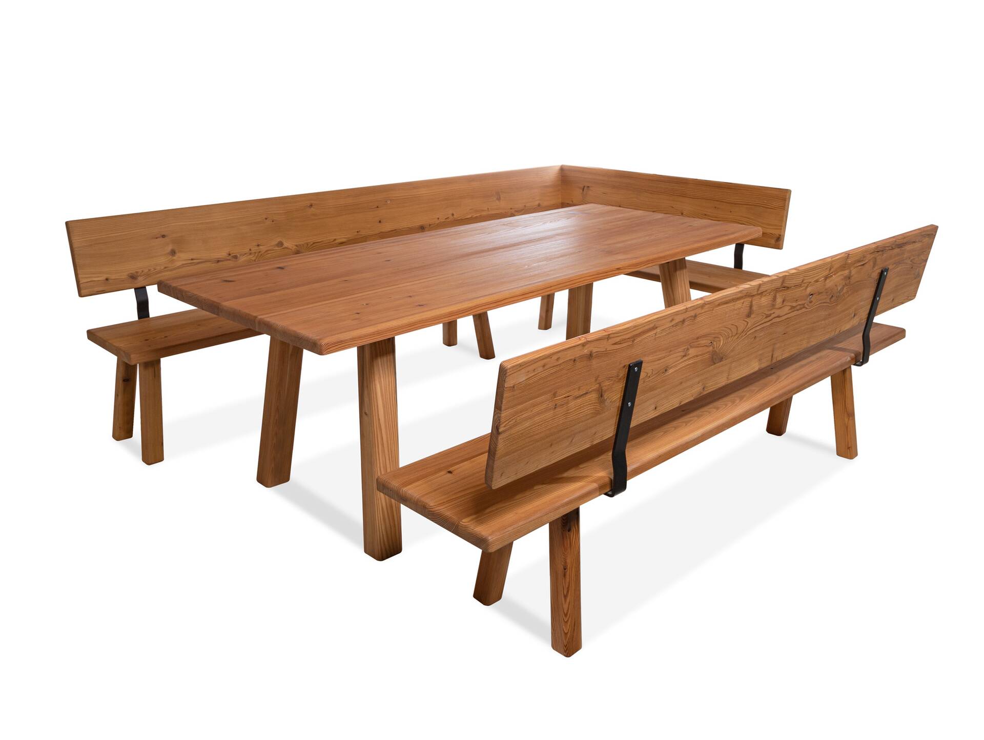 STARNBERG Sitzbank mit Rücken, Material Massivholz, Lärche gedämpft 160 cm | lackiert