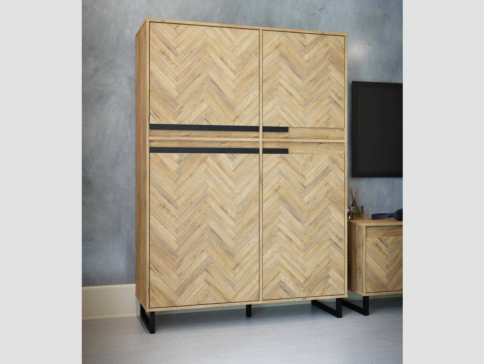 SOTICO Highboard, Material Dekorspanplatte, eichefarbig 