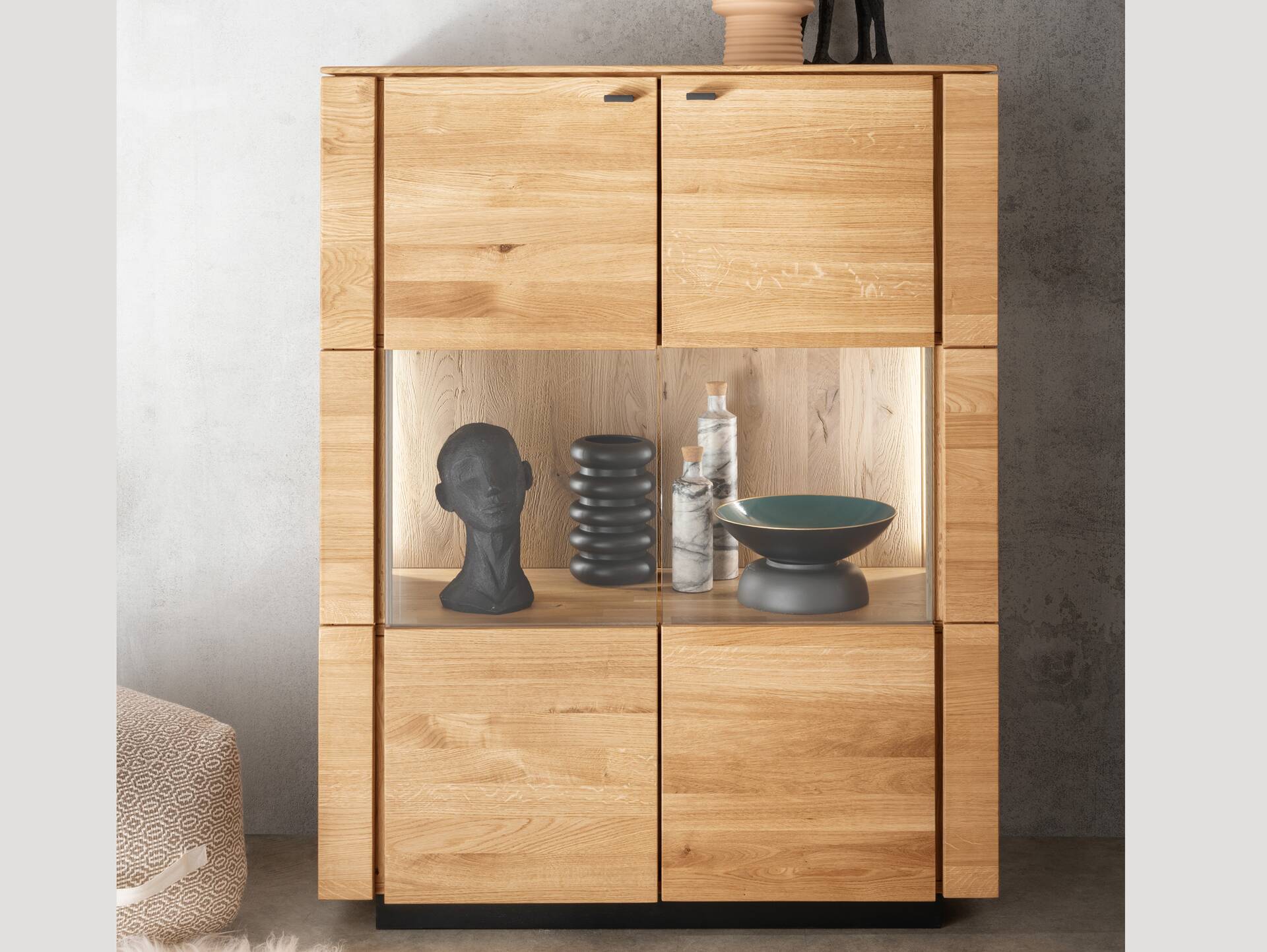 NATANO Highboard I, Material Massivholz, Wildeiche geölt 