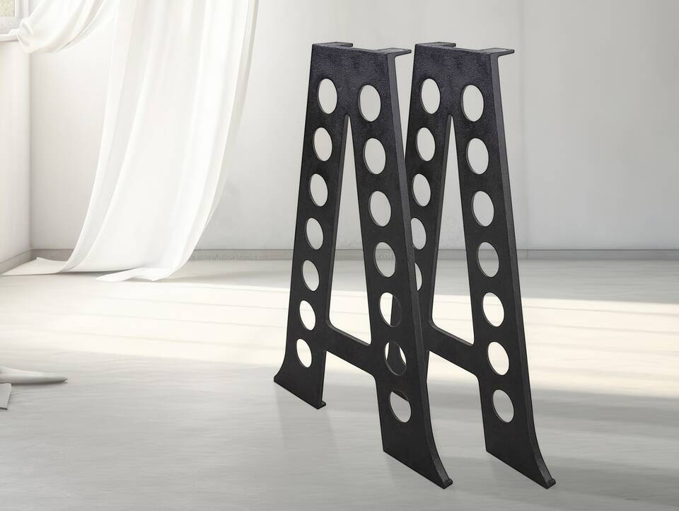 1 Paar Gestelle für Bartisch, Material Gusseisen, Schwarz 