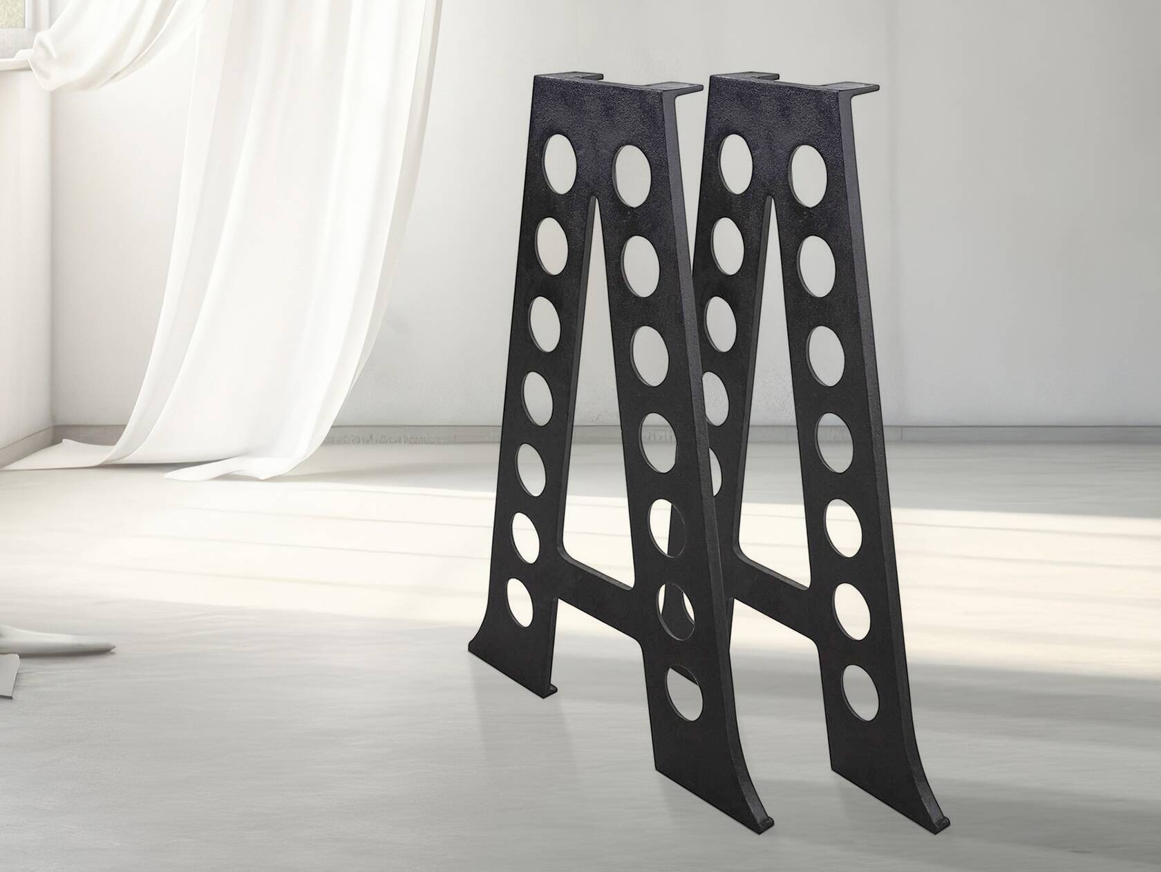 1 Paar Gestelle für Bartisch, Material Gusseisen, Schwarz 