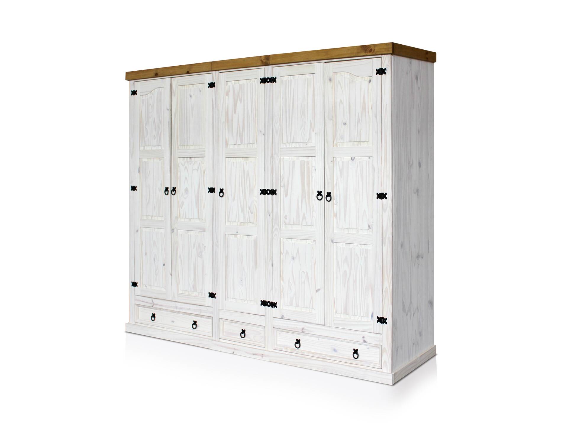 CORTON Kleiderschrank, Material Massivholz, Kiefer gewachst Honigfarbig | 2-türig